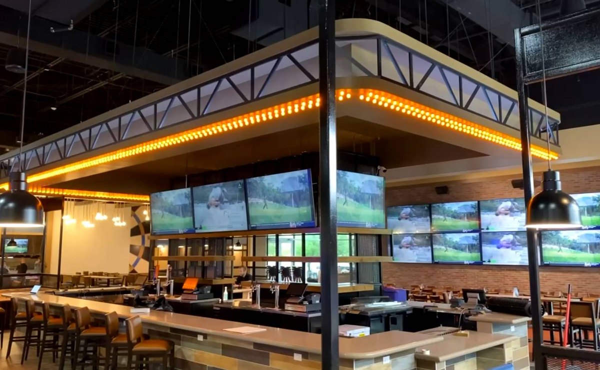 Multi-display sports bar wall, Central Texas